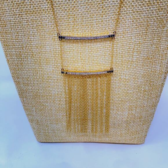 Elizabeth & James Ollie Vago Fringe Necklace 24k Gold Plated MSRP $348 NWOT - Picture 3 of 10